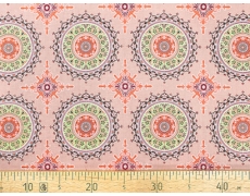 647565-662 Ткань Gutermann Marrakesch Разноцветные Мандалы на дымчато-розовом фоне