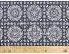 647567-593 Ткань Gutermann Marrakesch Контур Мандалы на темно-синем фоне