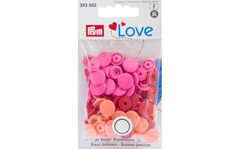 393002 Prym Love Кнопки "Color Snaps" круглые красные, оранжевые, розовые 12,4 мм 30шт.