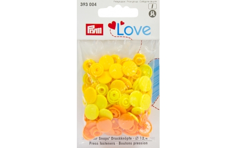 393004 Prym Love Кнопки "Color Snaps" круглые оранжевые, желтые, светло-желтые 12,4 мм 30шт.
