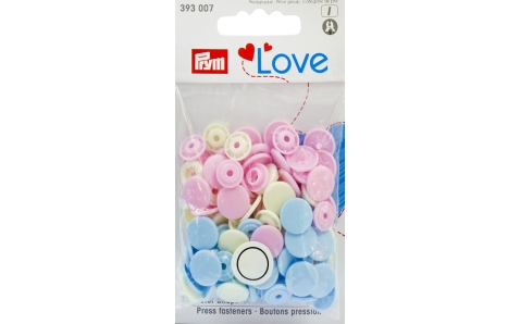 393007 Prym Кнопки  "Color Snaps" круглые розовые, голубые, жемчужные 12,4 мм 30шт.