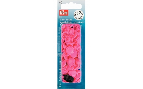 393447 Prym Кнопки "Color Snaps" цветок, ярко-розовый 13,6 мм 21 шт.