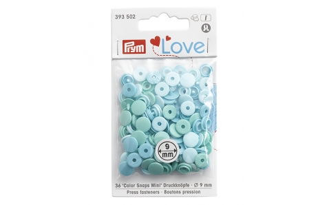 393502 Кнопки Prym Love Кнопки "Color Snaps mini", 9мм, круглые, бирюзовые и голубые оттенки