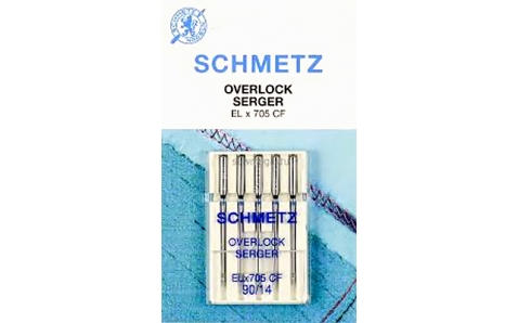 Иглы Schmetz оверлочные №90 ELX705 CF(хромированные).